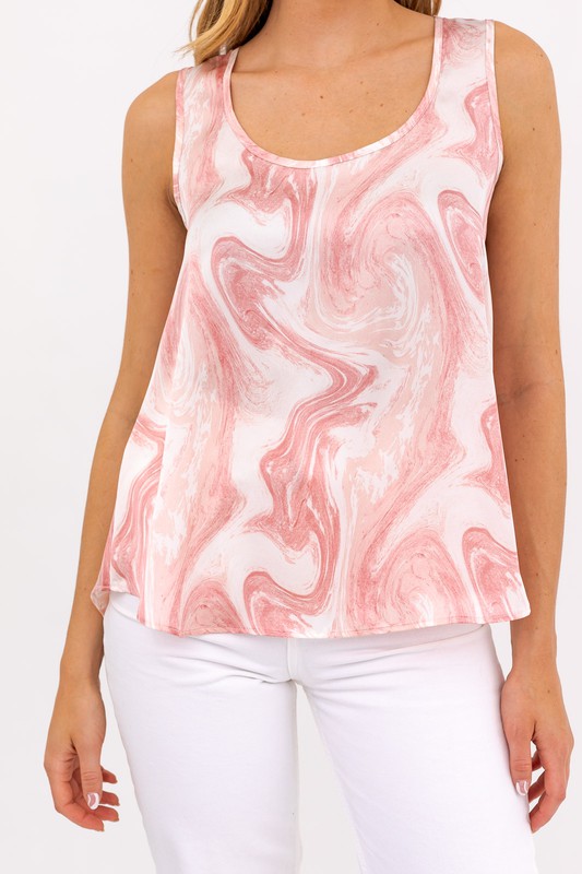 Ivory Blush Abstract Tank