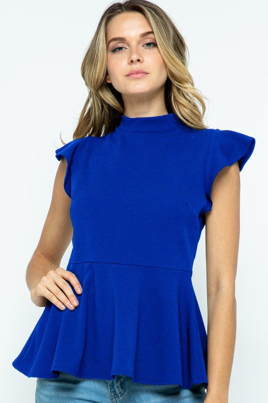Ruffled Cap Sleeve Peplum