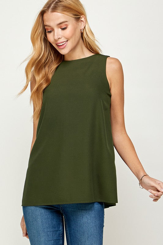 V-Neck Crepe Tank with a Flow