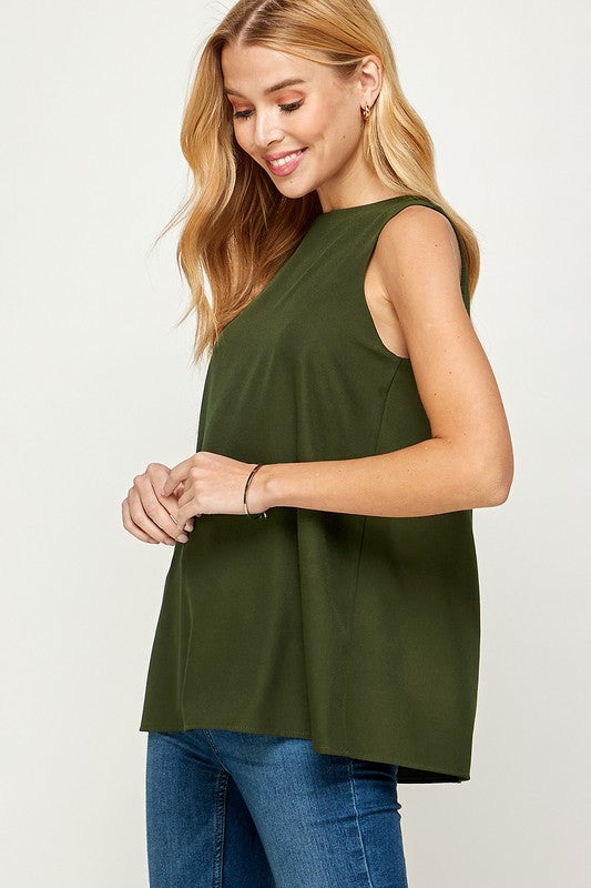 V-Neck Crepe Tank with a Flow