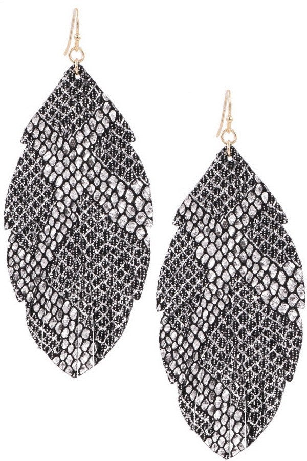 Leather Feather Earring