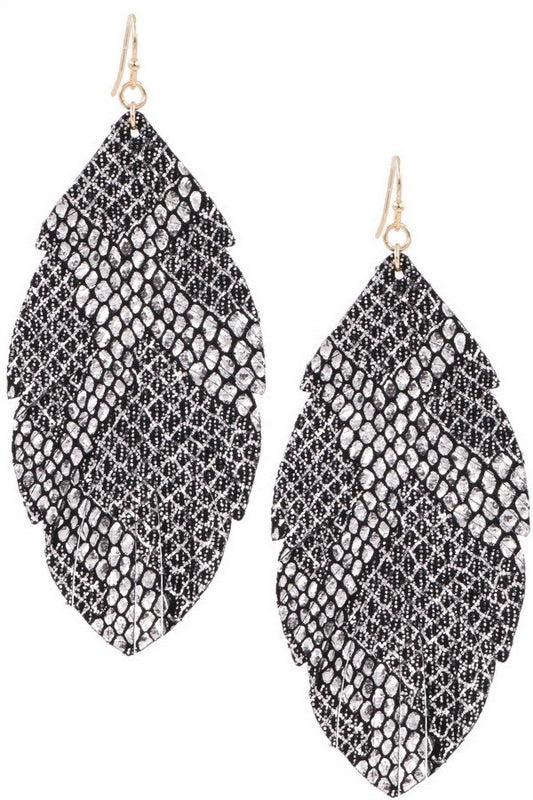 Leather Feather Earring