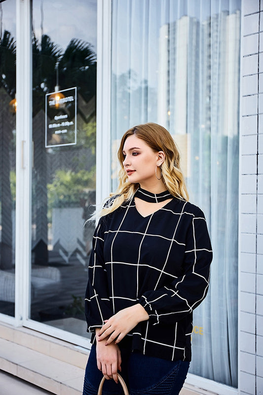 Black and White Grid Top