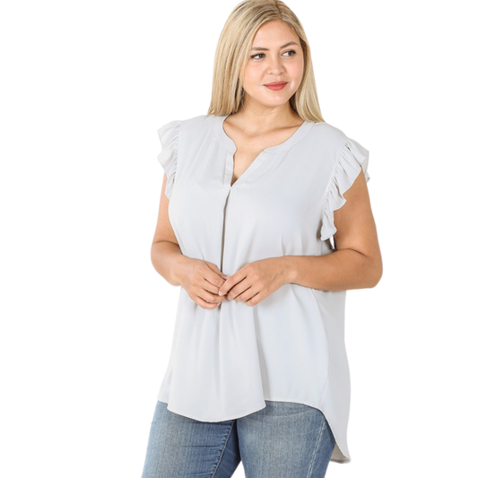 Ruffled Sleeve Plus Top