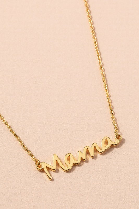 Mama Script Horizontal Text Necklace