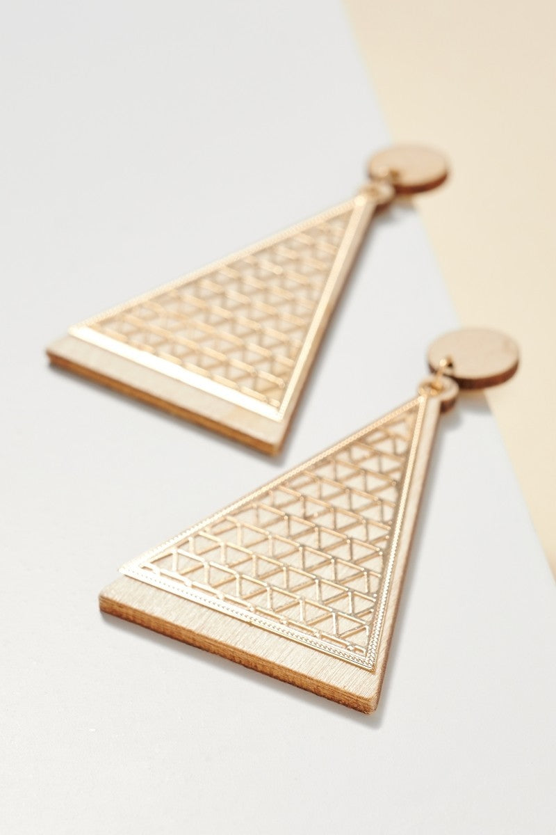 Triangle Wooden Woven Earrings