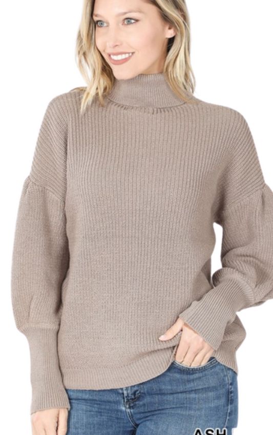 Puff Sleeve Turtleneck Sweater