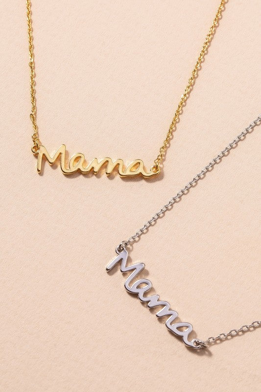 Mama Script Horizontal Text Necklace