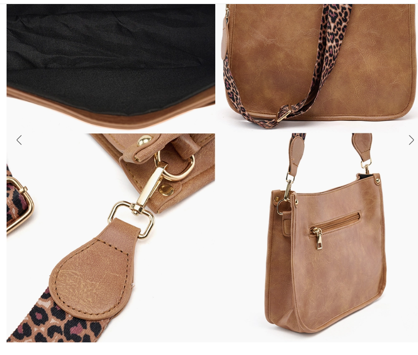 Leather Leopard Guitar Strap Cross Body