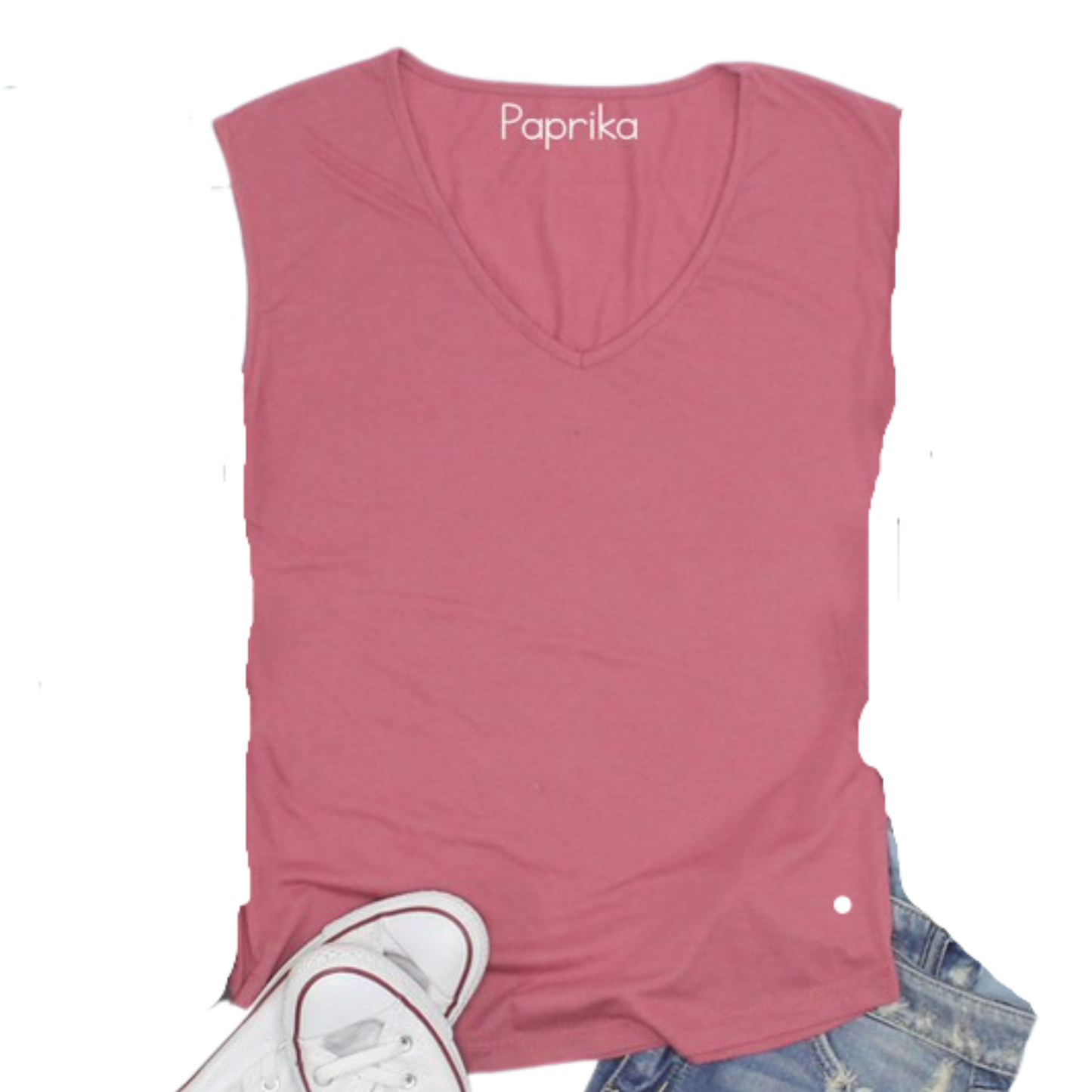 Sleeveless V Neck Tee