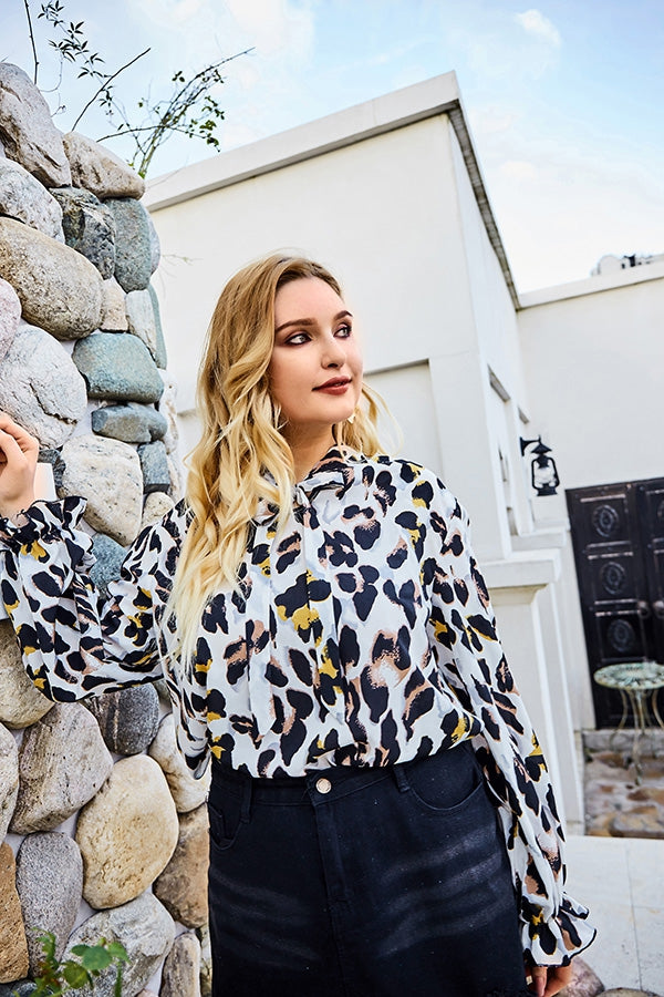 White Leopard Blouse