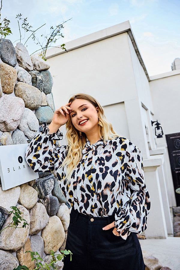 White Leopard Blouse