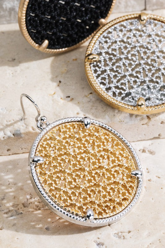 Gold and Silver Round Filigree Earrings