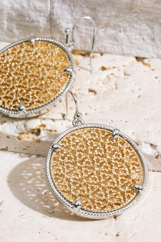 Gold and Silver Round Filigree Earrings