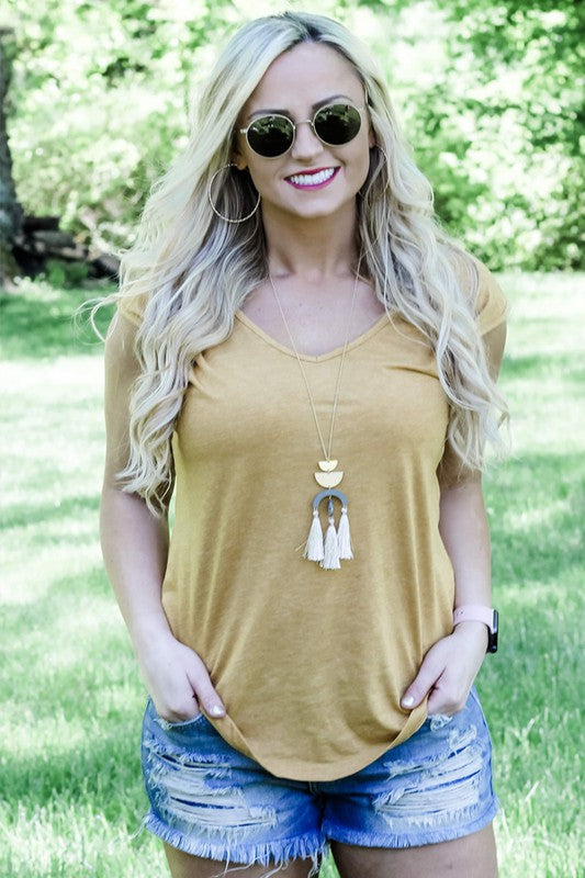 Sleeveless V Neck Tee