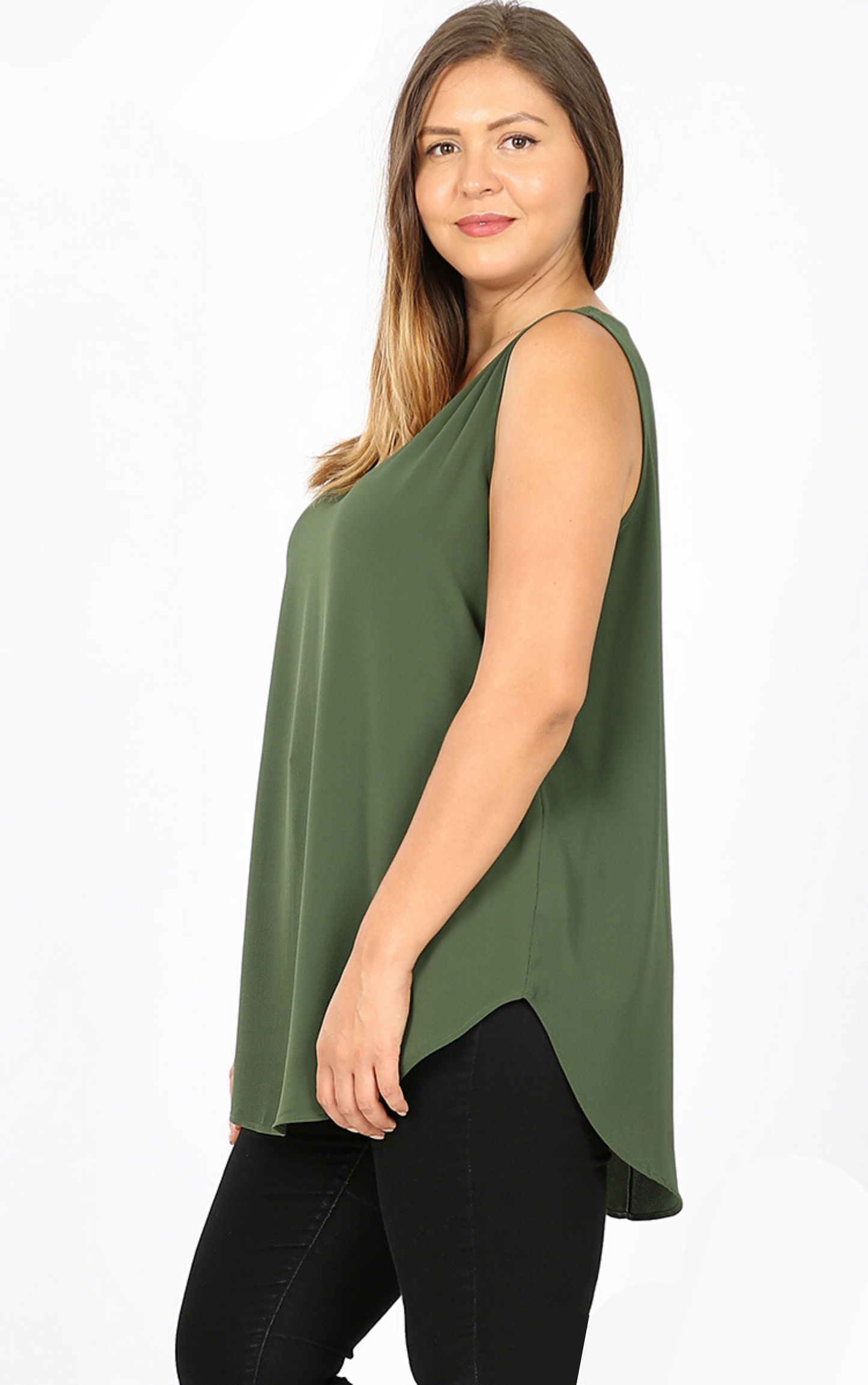 Woven Crepe Sleeveless Shell