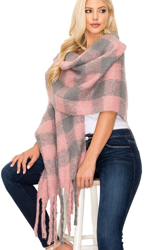 Plaid Gingham Blanket Scarf