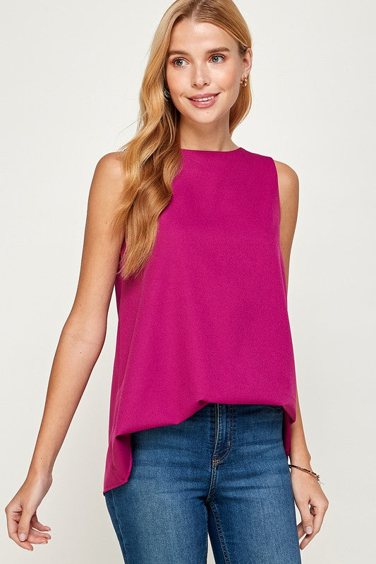 V-Neck Crepe Tank with a Flow
