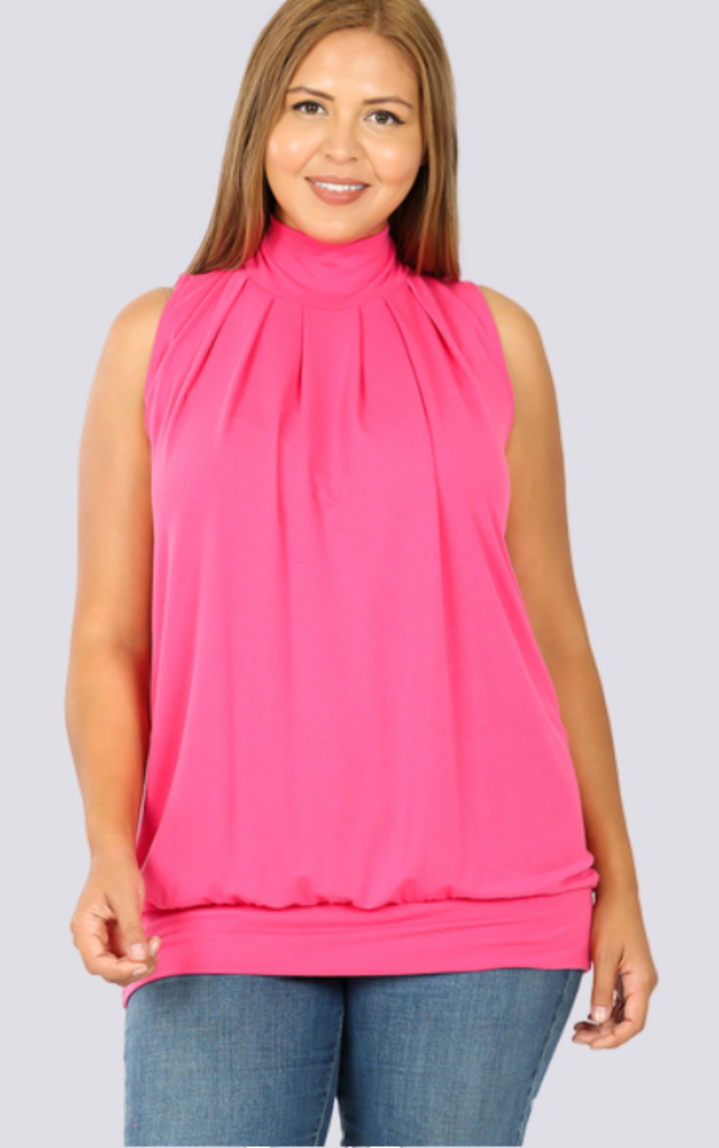 High Neck Pleated Blouse