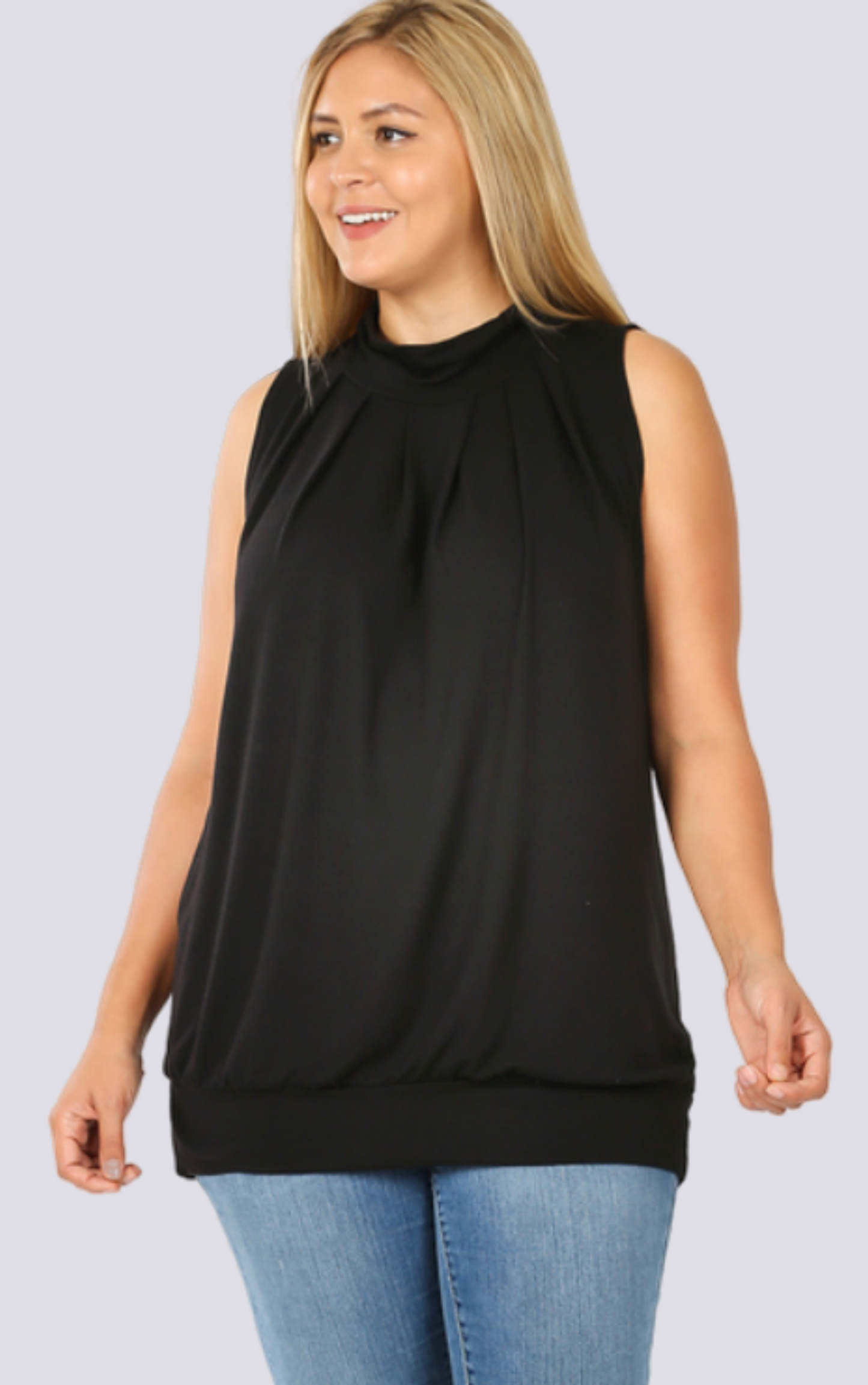 High Neck Pleated Blouse