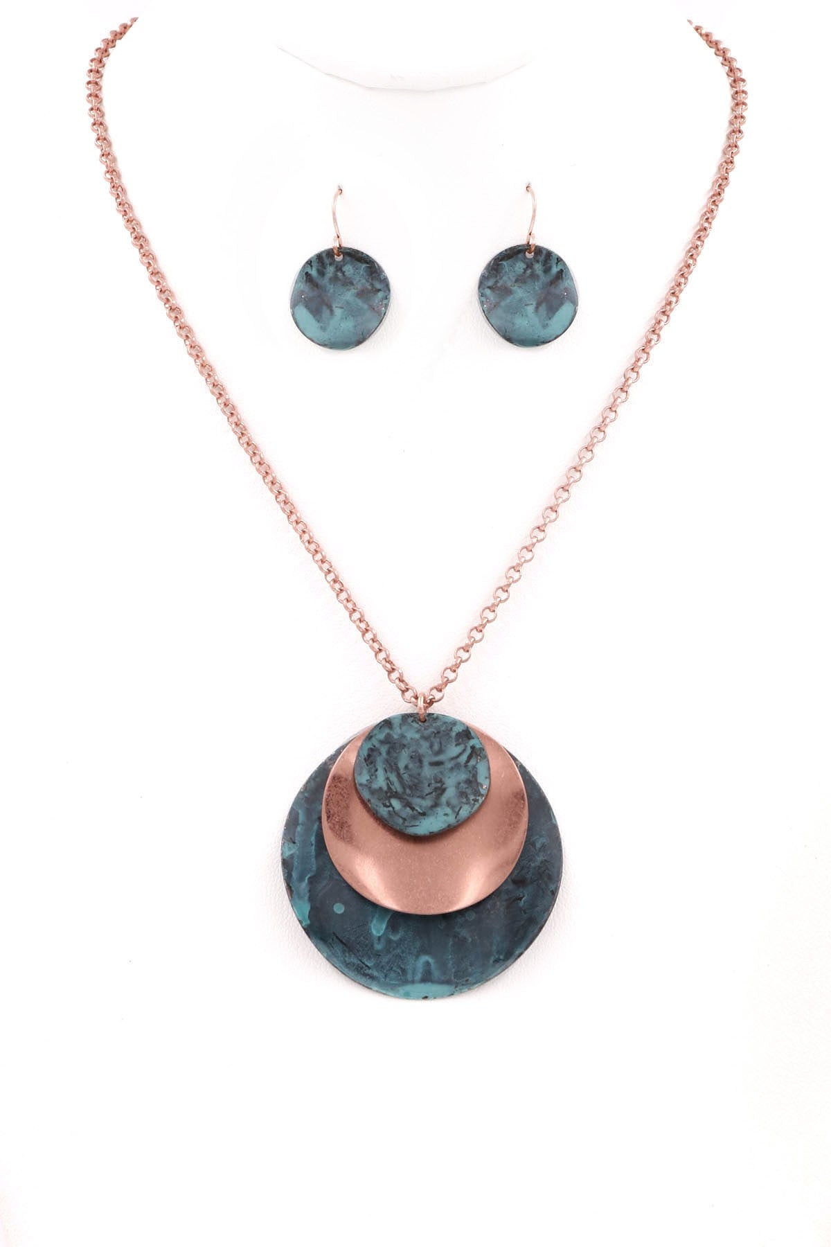 Layered Turquoise Patina Pendant Set