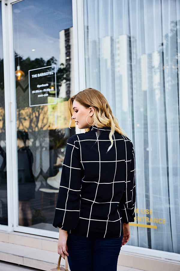 Black and White Grid Top