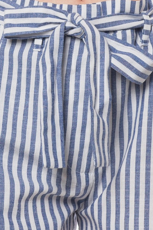 Striped Shorts with Ribbon Detail