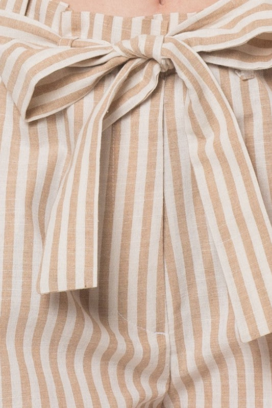 Striped Shorts with Ribbon Detail