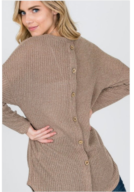 Knit Sweater Back Buttons