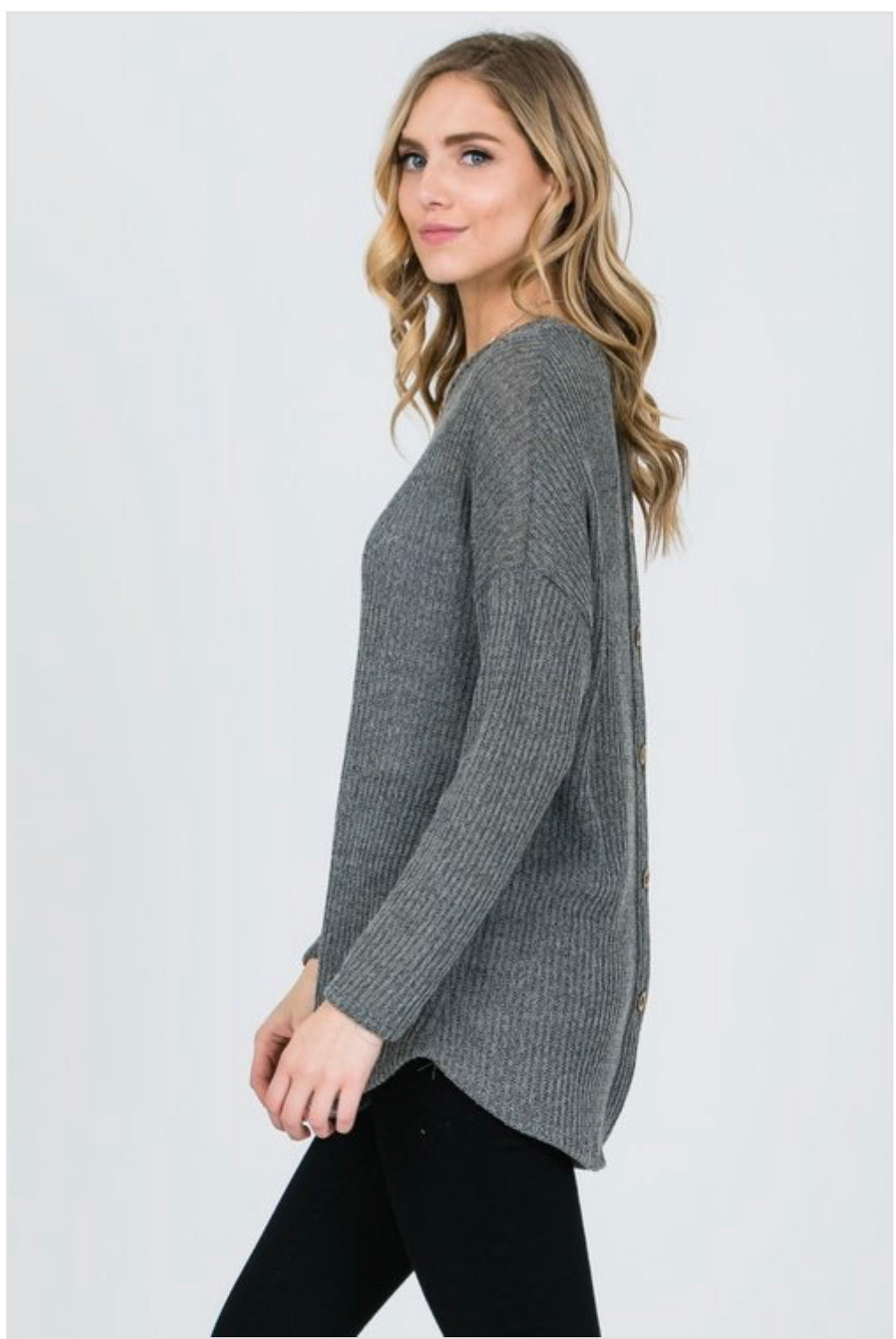 Knit Sweater Back Buttons