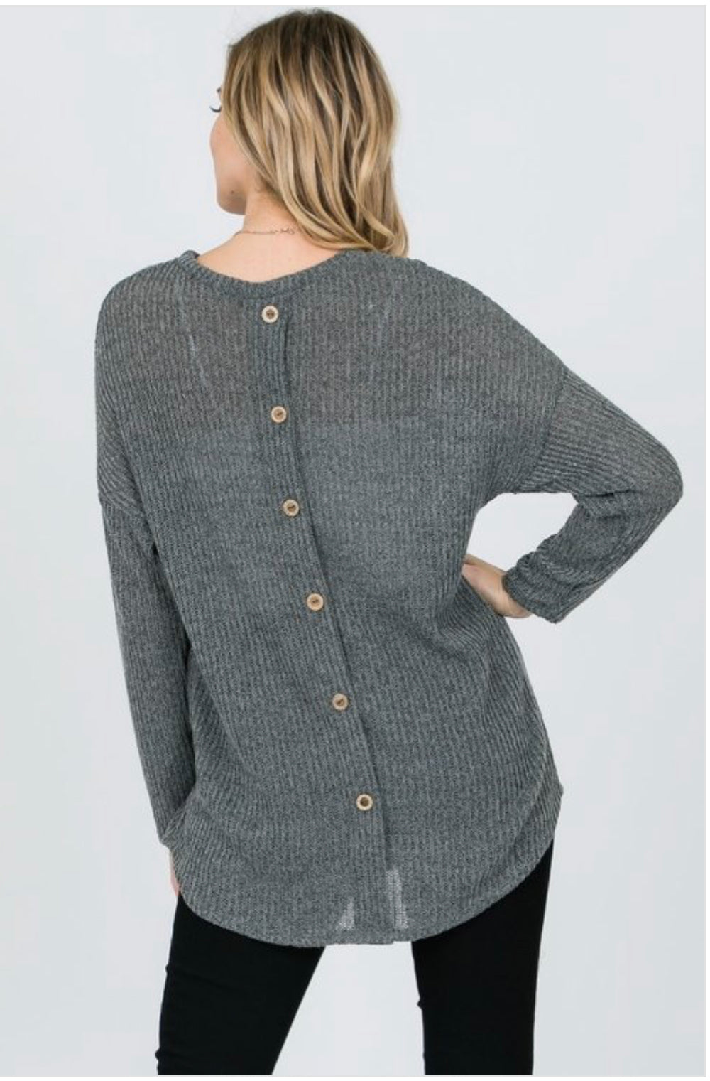 Knit Sweater Back Buttons