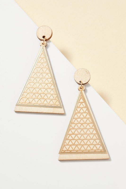Triangle Wooden Woven Earrings
