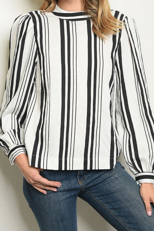 Striped Mock Neck Long Sleeve