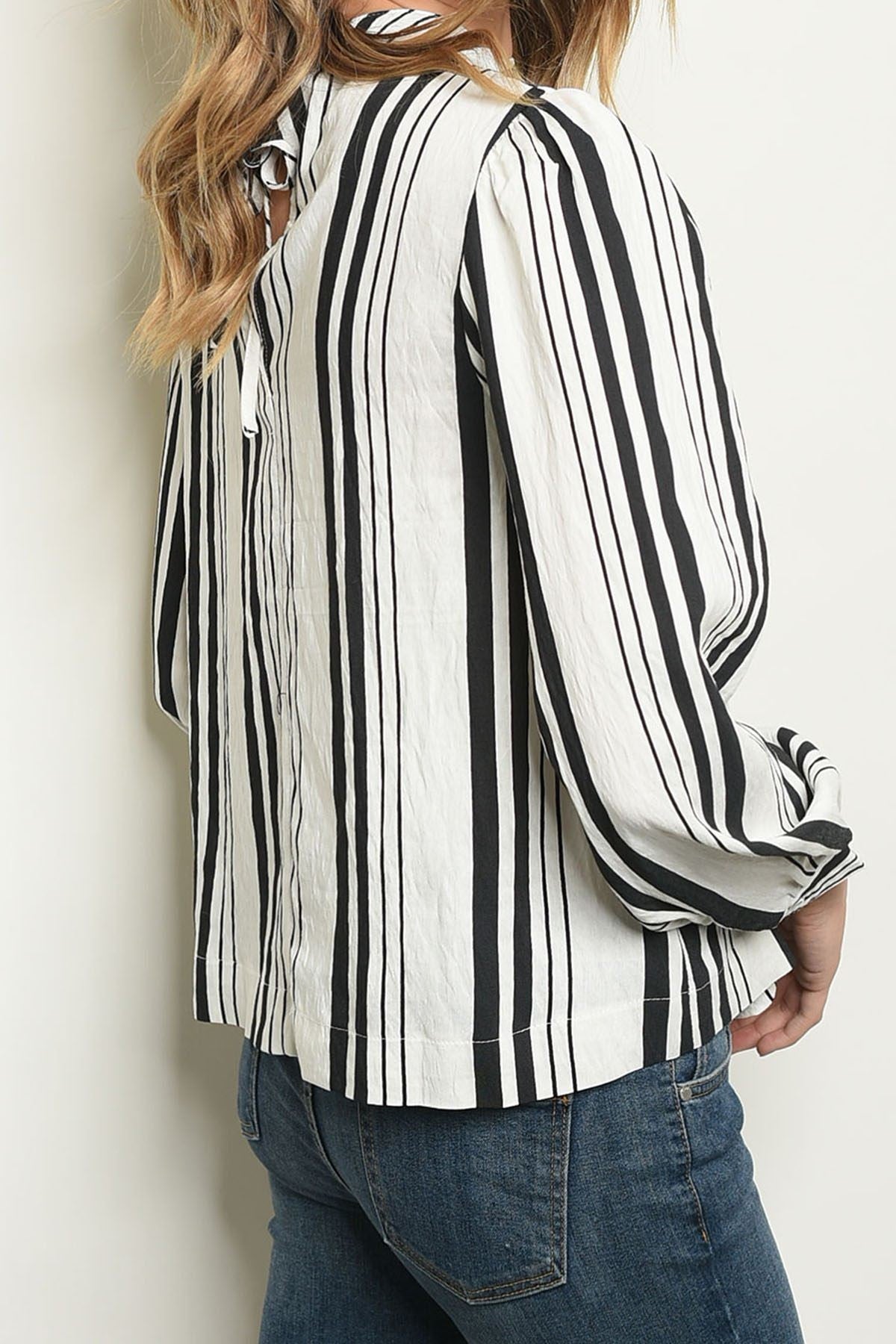 Striped Mock Neck Long Sleeve