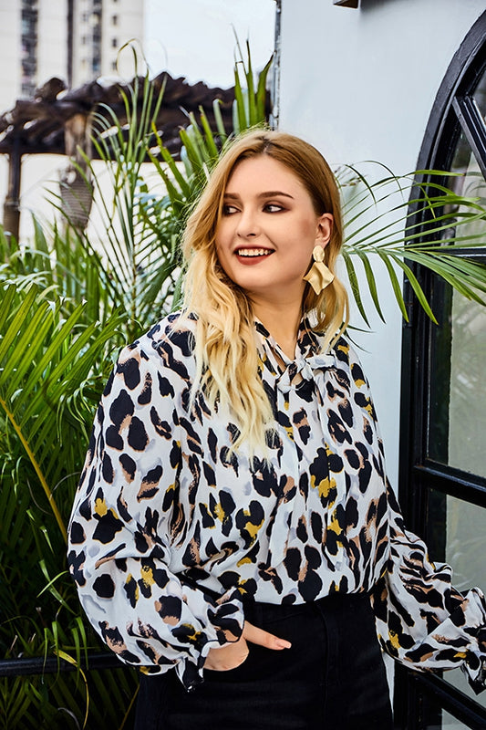 White Leopard Blouse