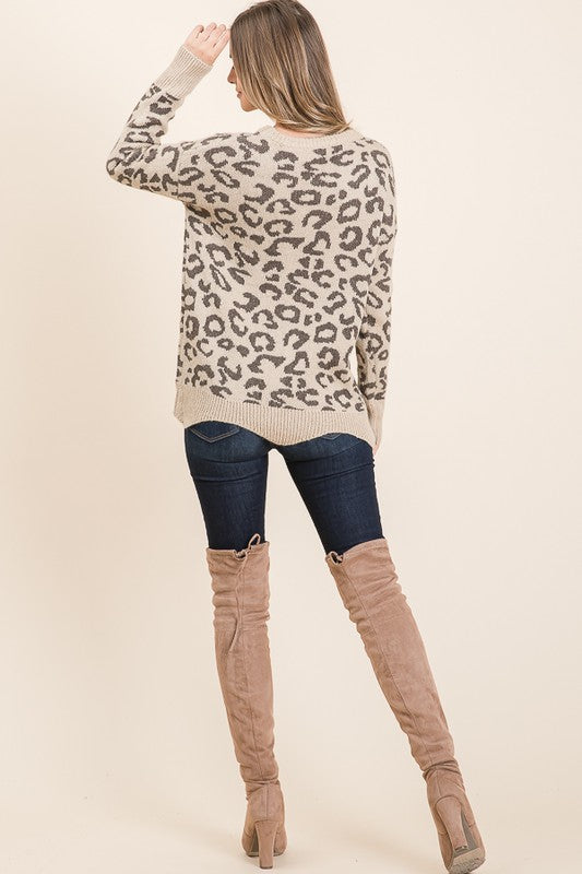 Leopard Scalloped Soft Knit Sweater